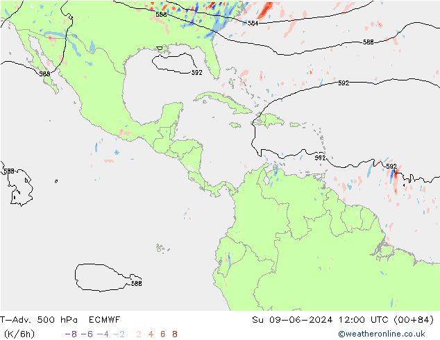T-Adv. 500 hPa ECMWF dom 09.06.2024 12 UTC