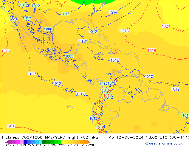 Thck 700-1000 hPa ECMWF Mo 10.06.2024 18 UTC