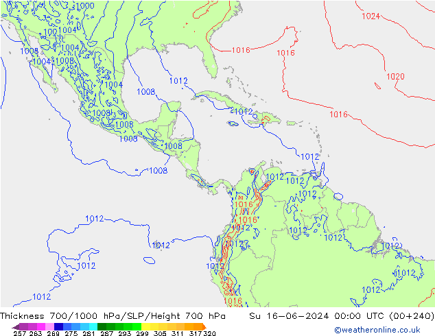 Thck 700-1000 hPa ECMWF Su 16.06.2024 00 UTC