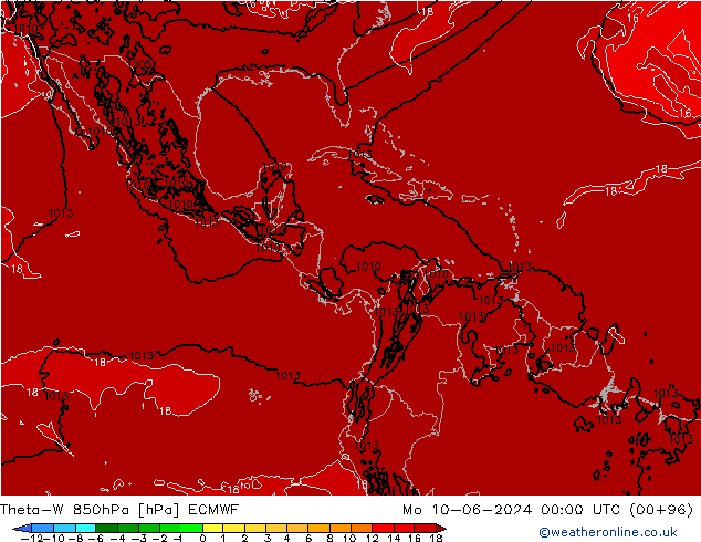 Theta-W 850hPa ECMWF ma 10.06.2024 00 UTC