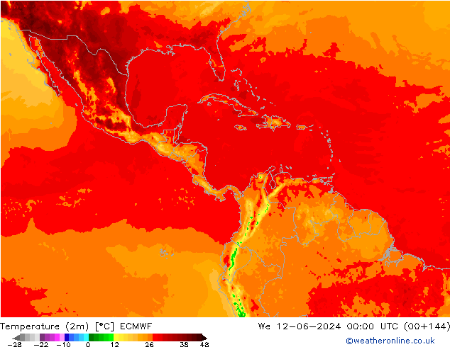 Temperature (2m) ECMWF We 12.06.2024 00 UTC