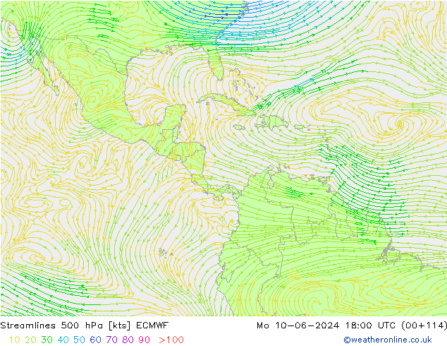 Streamlines 500 hPa ECMWF Mo 10.06.2024 18 UTC