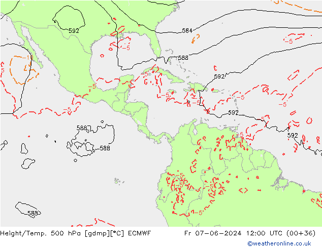 Z500/Rain (+SLP)/Z850 ECMWF ven 07.06.2024 12 UTC