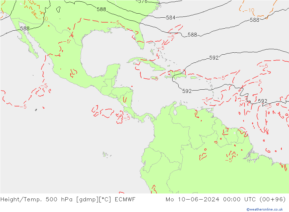 Hoogte/Temp. 500 hPa ECMWF ma 10.06.2024 00 UTC