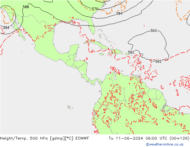 Z500/Rain (+SLP)/Z850 ECMWF Di 11.06.2024 06 UTC