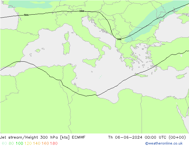 Jet stream/Height 300 hPa ECMWF Th 06.06.2024 00 UTC