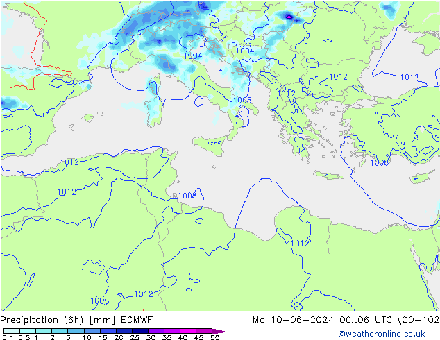 opad (6h) ECMWF pon. 10.06.2024 06 UTC