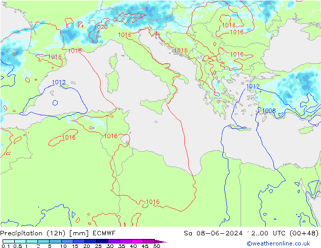 opad (12h) ECMWF so. 08.06.2024 00 UTC