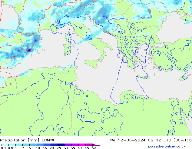 Precipitation ECMWF We 12.06.2024 12 UTC