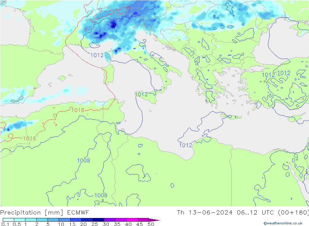 Precipitation ECMWF Th 13.06.2024 12 UTC