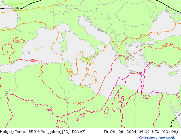 Z500/Rain (+SLP)/Z850 ECMWF jeu 06.06.2024 06 UTC