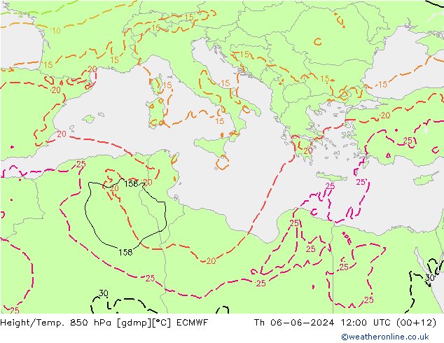 Z500/Yağmur (+YB)/Z850 ECMWF Per 06.06.2024 12 UTC