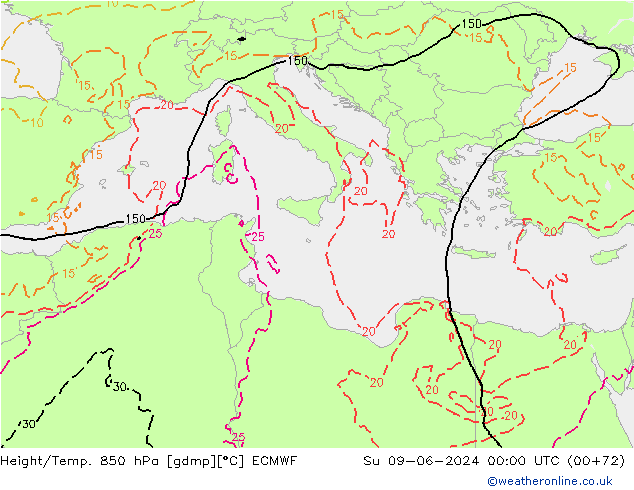 Z500/Rain (+SLP)/Z850 ECMWF dom 09.06.2024 00 UTC