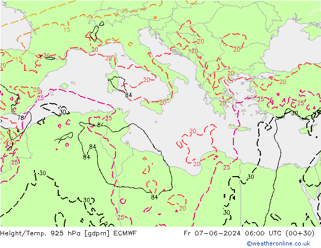 Height/Temp. 925 hPa ECMWF  07.06.2024 06 UTC