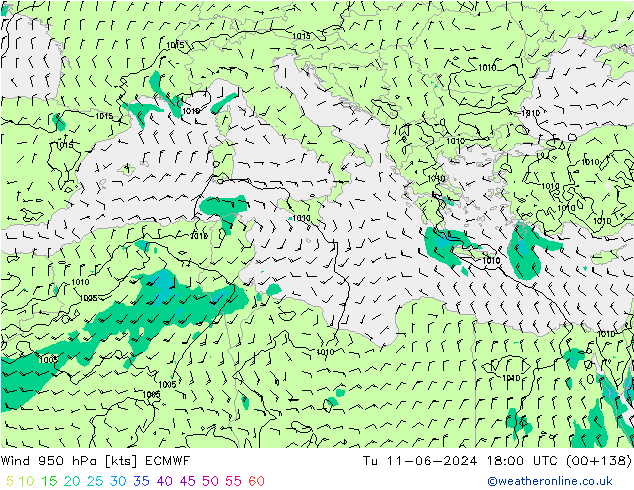 wiatr 950 hPa ECMWF wto. 11.06.2024 18 UTC