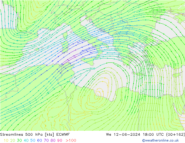 Streamlines 500 hPa ECMWF We 12.06.2024 18 UTC