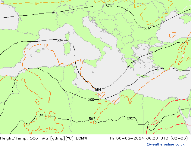 Z500/Rain (+SLP)/Z850 ECMWF jeu 06.06.2024 06 UTC