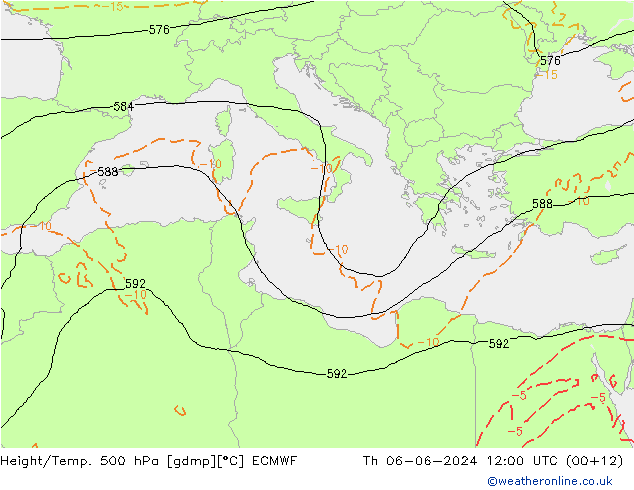 Z500/Yağmur (+YB)/Z850 ECMWF Per 06.06.2024 12 UTC