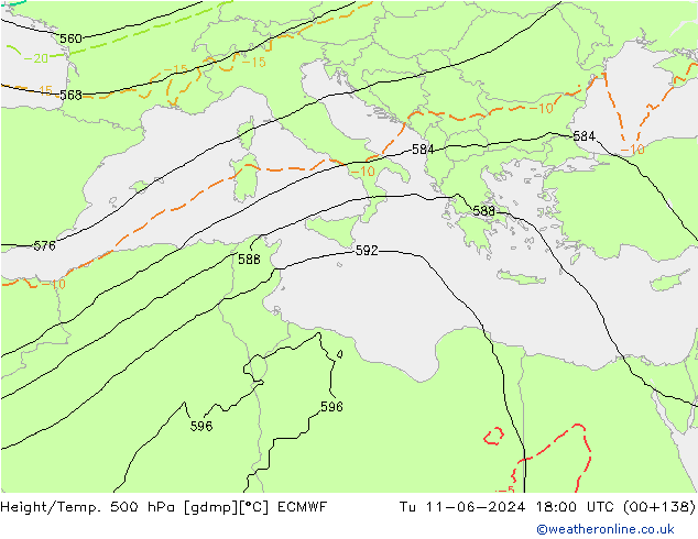 Z500/Rain (+SLP)/Z850 ECMWF mar 11.06.2024 18 UTC