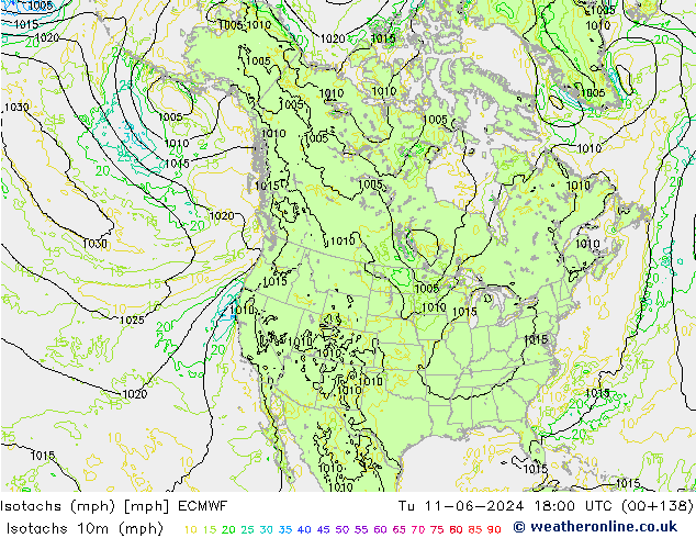 Isotachs (mph) ECMWF mar 11.06.2024 18 UTC