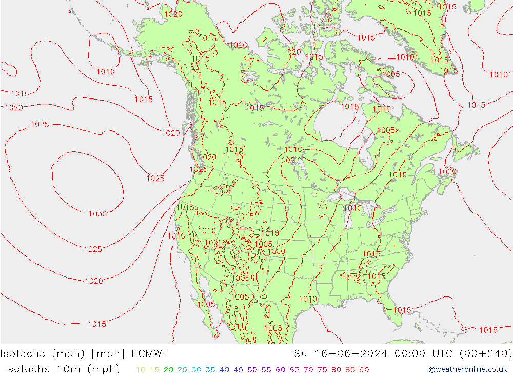 Isotachen (mph) ECMWF So 16.06.2024 00 UTC