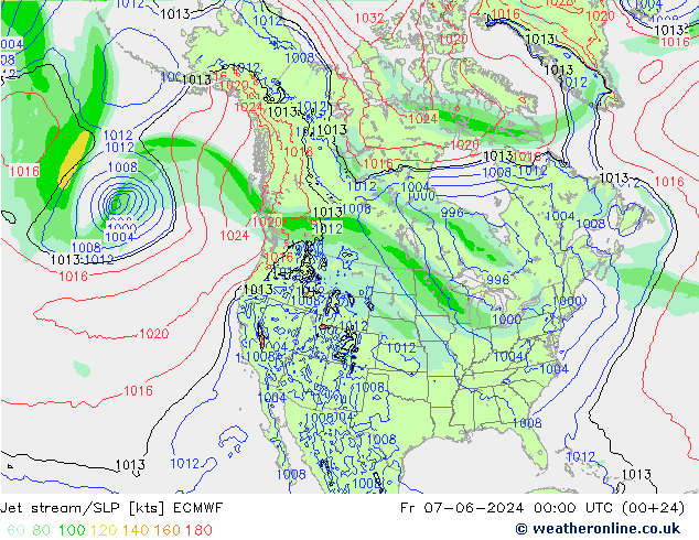 Jet stream/SLP ECMWF Pá 07.06.2024 00 UTC