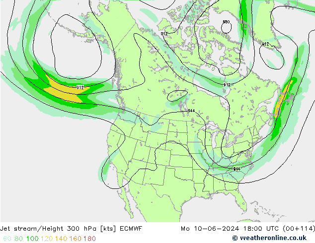 Jet stream/Height 300 hPa ECMWF Mo 10.06.2024 18 UTC