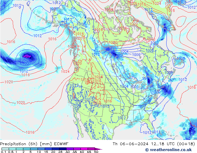 Z500/Rain (+SLP)/Z850 ECMWF Th 06.06.2024 18 UTC