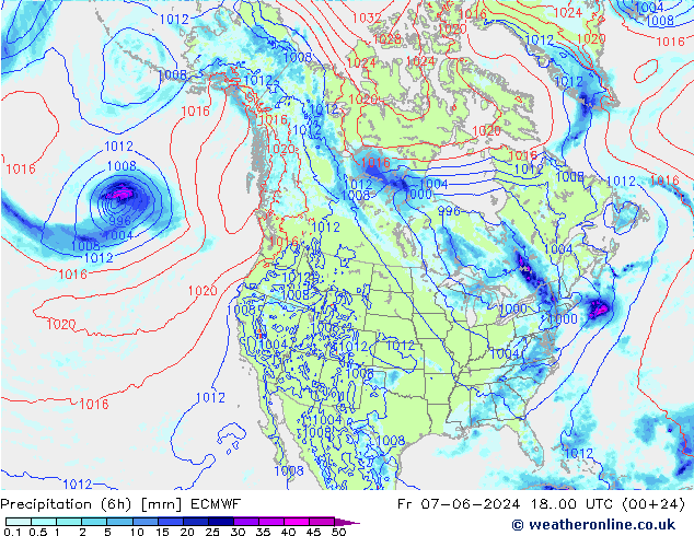 Z500/Rain (+SLP)/Z850 ECMWF Fr 07.06.2024 00 UTC