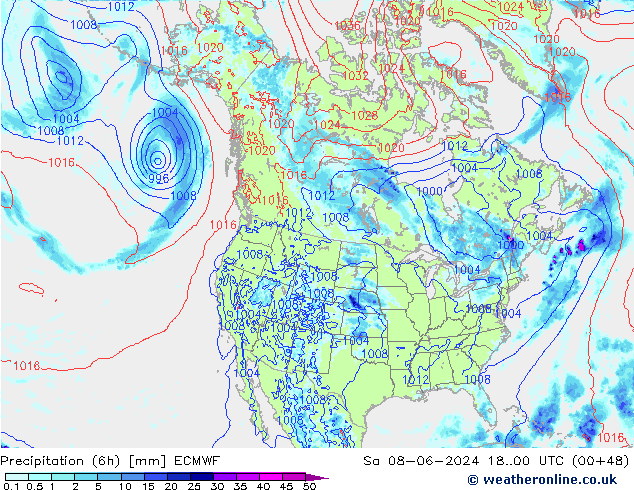 Nied. akkumuliert (6Std) ECMWF Sa 08.06.2024 00 UTC