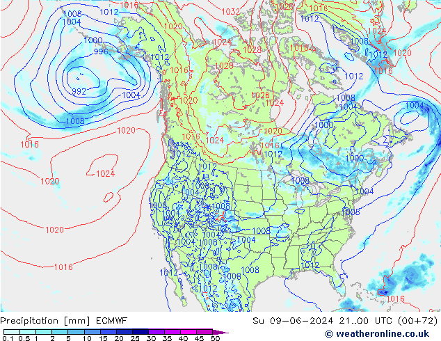 Precipitación ECMWF dom 09.06.2024 00 UTC