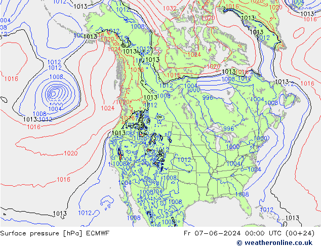 Luchtdruk (Grond) ECMWF vr 07.06.2024 00 UTC