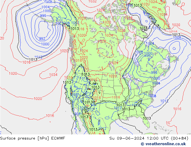 Yer basıncı ECMWF Paz 09.06.2024 12 UTC