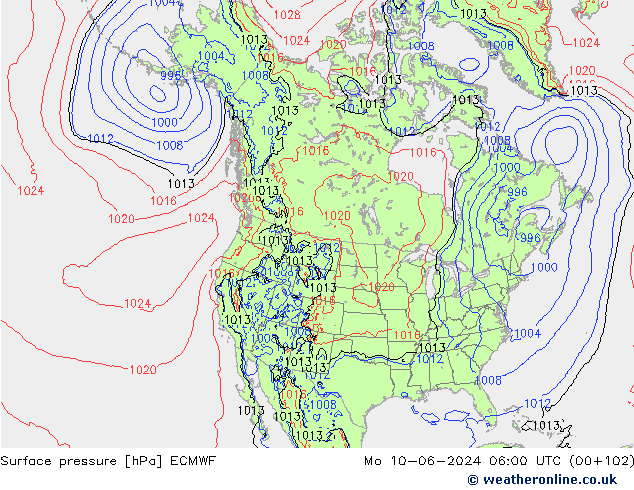 Bodendruck ECMWF Mo 10.06.2024 06 UTC