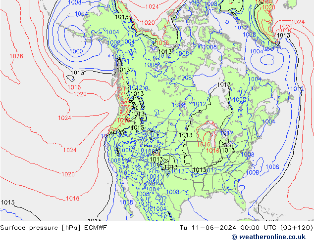 Yer basıncı ECMWF Sa 11.06.2024 00 UTC