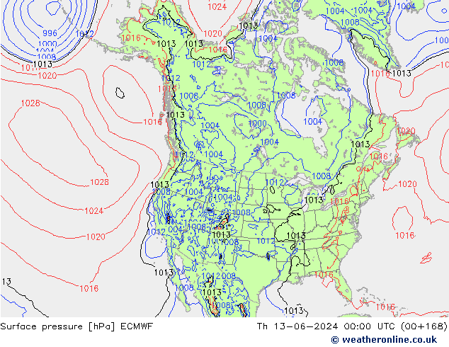 ciśnienie ECMWF czw. 13.06.2024 00 UTC