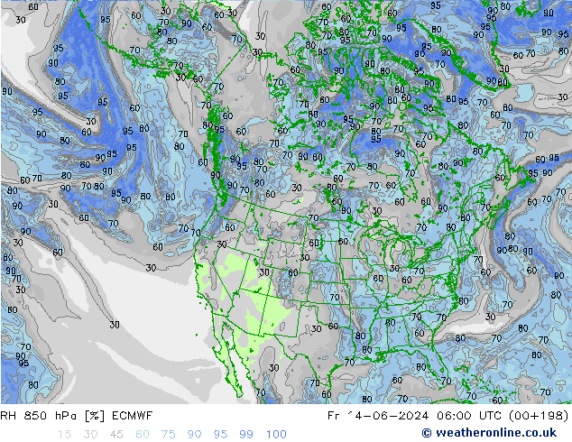 RH 850 hPa ECMWF Fr 14.06.2024 06 UTC