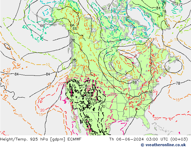 Height/Temp. 925 hPa ECMWF Th 06.06.2024 03 UTC