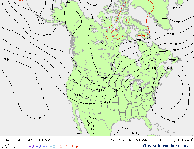 T-Adv. 500 hPa ECMWF So 16.06.2024 00 UTC