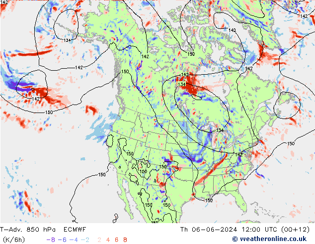 T-Adv. 850 hPa ECMWF Per 06.06.2024 12 UTC