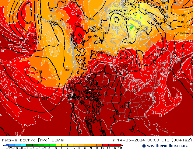 Theta-W 850hPa ECMWF Fr 14.06.2024 00 UTC