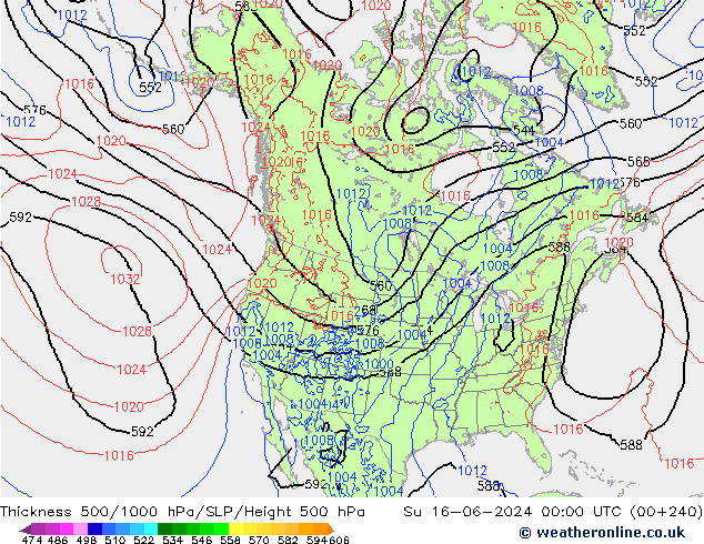 Schichtdicke 500-1000 hPa ECMWF So 16.06.2024 00 UTC