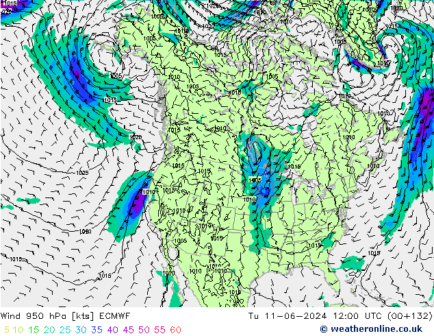 Viento 950 hPa ECMWF mar 11.06.2024 12 UTC