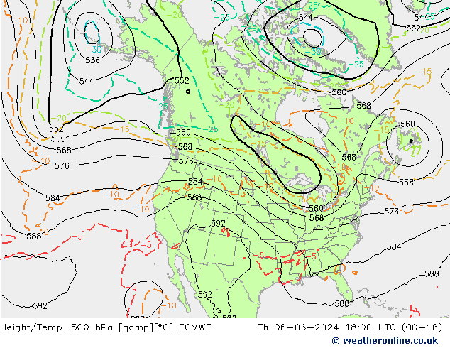 Z500/Rain (+SLP)/Z850 ECMWF Th 06.06.2024 18 UTC