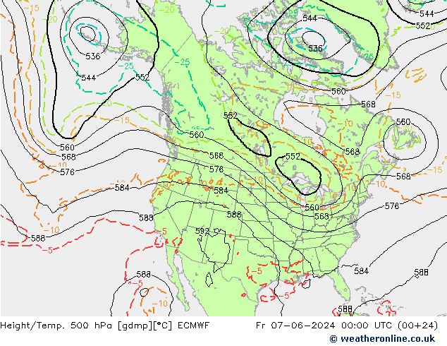 Z500/Rain (+SLP)/Z850 ECMWF Fr 07.06.2024 00 UTC