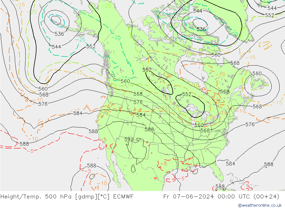 Géop./Temp. 500 hPa ECMWF ven 07.06.2024 00 UTC