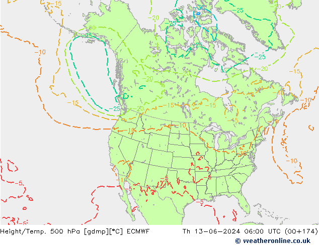 Z500/Rain (+SLP)/Z850 ECMWF Th 13.06.2024 06 UTC