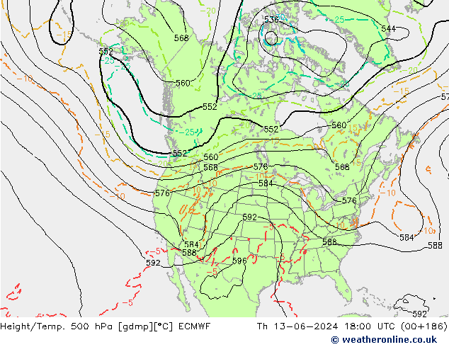 Z500/Regen(+SLP)/Z850 ECMWF do 13.06.2024 18 UTC