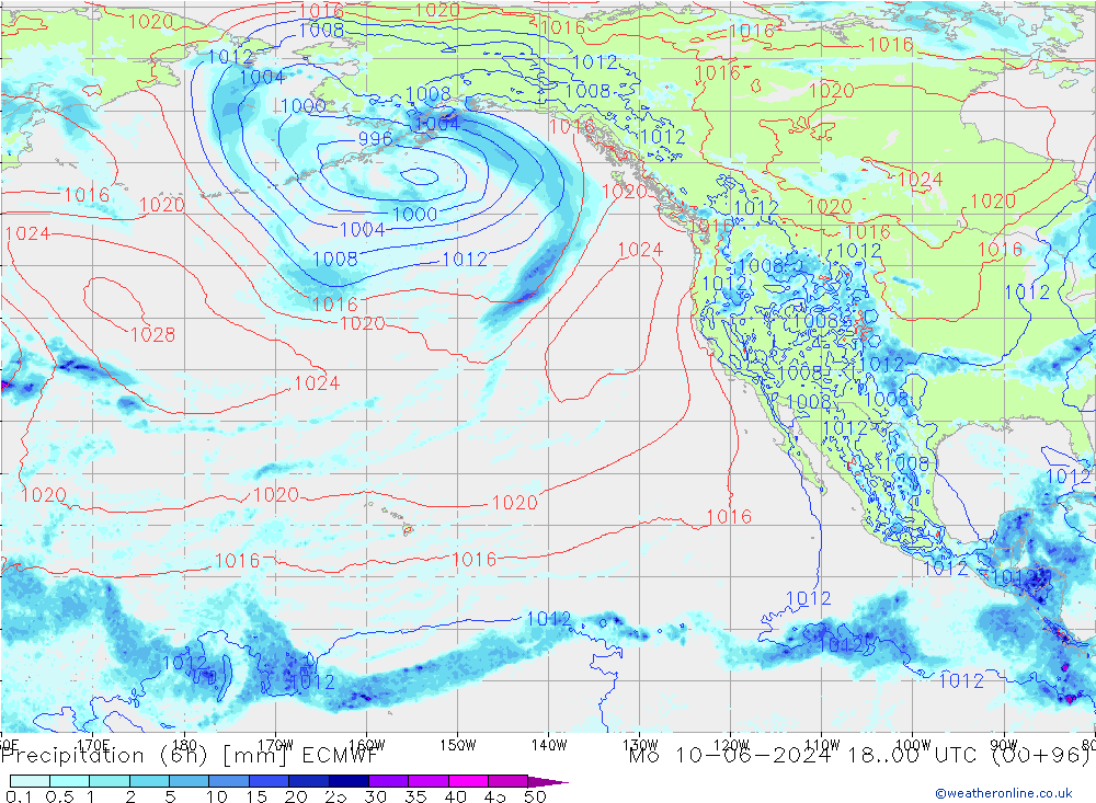 Z500/Rain (+SLP)/Z850 ECMWF  10.06.2024 00 UTC