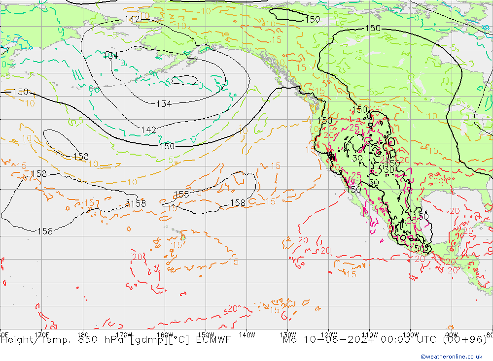 Z500/Rain (+SLP)/Z850 ECMWF  10.06.2024 00 UTC